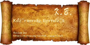 Körmendy Bernát névjegykártya